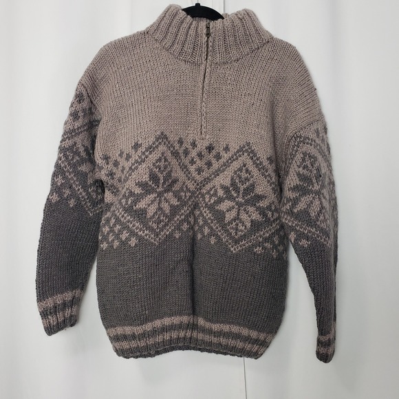 Everest Designs Other - Romney Everest Designs 100% Wool Nordic Quarter Zip Sweater Mens M Grey Nepal